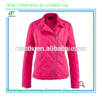 Casual damas acolchado acolchado chaqueta rosa